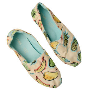 Toms Womens 6.5 Venice Collection Fruit Print Canvas Flats Summer Casual Fun
